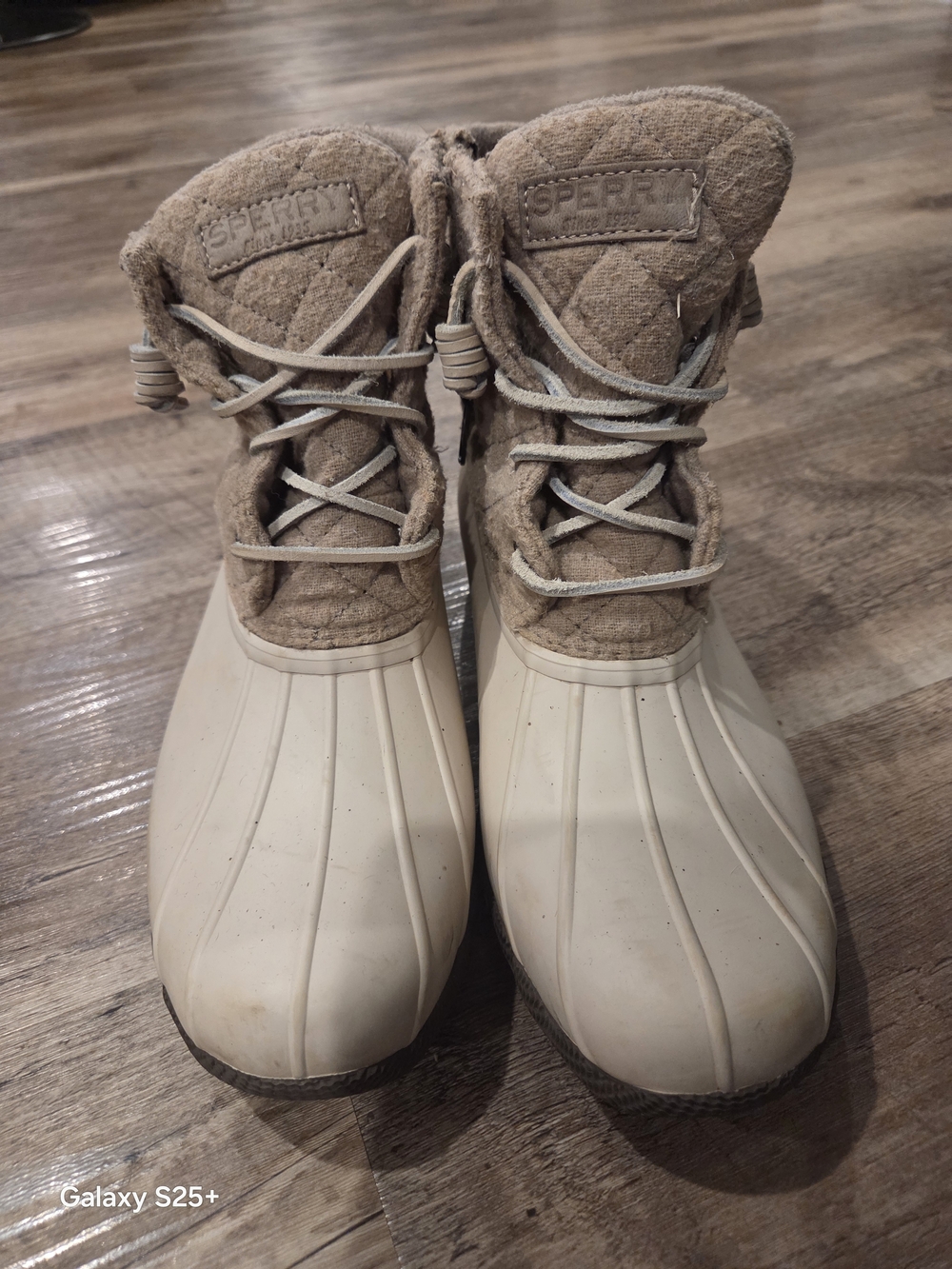 Sperry Quilted Wool Duck Boots in Light Taupe/Tan, Womens, Size 9M
